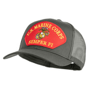 U.S. Marine Corps Semper Fi Red Patched Solid Cotton Twill Mesh Prostyle Cap - Grey OSFM