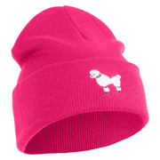 50's Pink Poodle Iron on Patched 12 Inch Long Knitted Beanie - Magenta OSFM