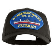 U.S. Merchant Marine EST 1775 Veteran Blue Patched Solid Cotton Twill Mesh Prostyle Cap - Charcoal OSFM