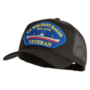 U.S. Merchant Marine EST 1775 Veteran Blue Patched Solid Cotton Twill Mesh Prostyle Cap - Charcoal OSFM