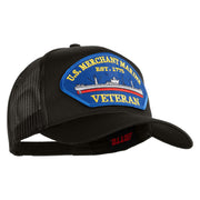 U.S. Merchant Marine EST 1775 Veteran Blue Patched Solid Cotton Twill Mesh Prostyle Cap - Charcoal OSFM
