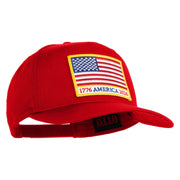 USA Flag 1776 America 2026 Gold Patched Solid Cotton Twill 5 Panel Prostyle Snap Cap - Red OSFM