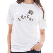 I Rock Graphic Design Ring Spun Combed Cotton Short Sleeve Deluxe Jersey T-Shirt - White XS