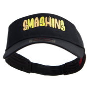 Hand Drawn Smashing Embroidered Cotton Twill Sun Visor - Black OSFM