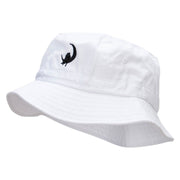 Couple On The Moon Embroidered Bucket Hat - White OSFM