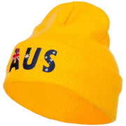 Australia AUS Flag Embroidered Long Beanie