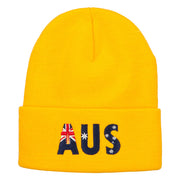 Australia AUS Flag Embroidered Long Beanie