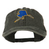 Alaska State Map Embroidered Washed Cap