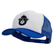 Gorilla Wear Glasses Embroidered Summer Foam Mesh Trucker Cap - Royal-White OSFM