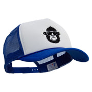 Gorilla Wear Glasses Embroidered Summer Foam Mesh Trucker Cap - Royal-White OSFM