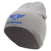 US Space Force Embroidered 8 inch Acrylic Short Blank Beanie - Grey OSFM