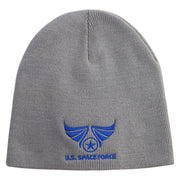 US Space Force Embroidered 8 inch Acrylic Short Blank Beanie - Grey OSFM