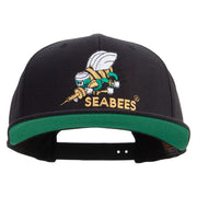 Licensed US Navy Seabees Embroidered Wool Blend Prostyle Snapback Cap - Black OSFM