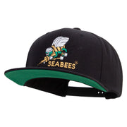 Licensed US Navy Seabees Embroidered Wool Blend Prostyle Snapback Cap - Black OSFM