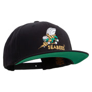 Licensed US Navy Seabees Embroidered Wool Blend Prostyle Snapback Cap - Black OSFM