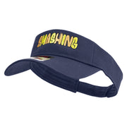 Hand Drawn Smashing Embroidered Cotton Twill Sun Visor - Navy OSFM