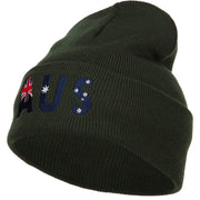 Australia AUS Flag Embroidered Long Beanie