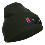 Australia AUS Flag Embroidered Long Beanie