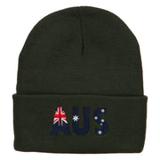 Australia AUS Flag Embroidered Long Beanie