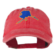 Alaska State Map Embroidered Washed Cap