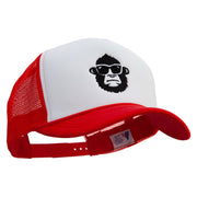 Gorilla Wear Glasses Embroidered Summer Foam Mesh Trucker Cap - Red-White OSFM