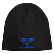 US Space Force Embroidered 8 inch Acrylic Short Blank Beanie - Black OSFM