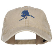 Alaska State Flag Map Embroidered Washed Cap