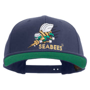 Licensed US Navy Seabees Embroidered Wool Blend Prostyle Snapback Cap - Navy OSFM