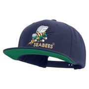 Licensed US Navy Seabees Embroidered Wool Blend Prostyle Snapback Cap - Navy OSFM