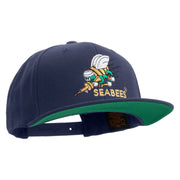 Licensed US Navy Seabees Embroidered Wool Blend Prostyle Snapback Cap - Navy OSFM