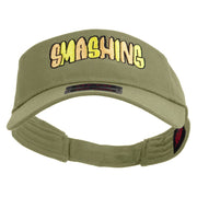 Hand Drawn Smashing Embroidered Cotton Twill Sun Visor - Khaki OSFM