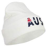 Australia AUS Flag Embroidered Long Beanie