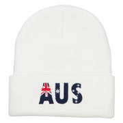 Australia AUS Flag Embroidered Long Beanie