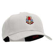 Paddling Scene Embroidered Solid Cotton Twill Pro Style Cap - White OSFM