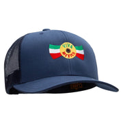 Viva Mexico Banner Embroidered Retro Trucker Cap