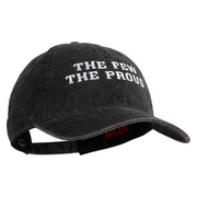 The Few The Proud Embroidered Washed Solid Pigment Dyed Cotton Twill Brass Buckle Cap - Black OSFM