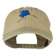 Alaska State Map Embroidered Washed Cap