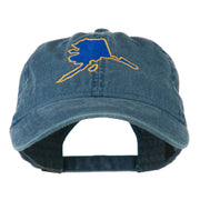 Alaska State Map Embroidered Washed Cap