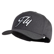 Fly White Patched Retro Cotton Blend Snapback Cap - Dark Heather OSFM