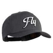 Fly White Patched Retro Cotton Blend Snapback Cap - Dark Heather OSFM