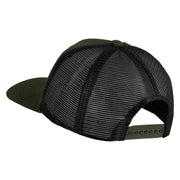 Papa Bear Faux Leather Patched Premium Mesh Trucker Cap - Olive Black OSFM