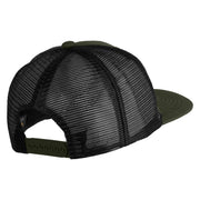 Papa Bear Faux Leather Patched Premium Mesh Trucker Cap - Olive Black OSFM