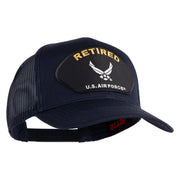 Retired US Air Force Patched Solid Cotton Twill Mesh Cap - Navy OSFM