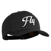 Fly White Patched Retro Cotton Blend Snapback Cap - Black OSFM