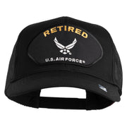 Retired US Air Force Patched Solid Cotton Twill Mesh Cap - Black OSFM