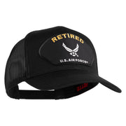 Retired US Air Force Patched Solid Cotton Twill Mesh Cap - Black OSFM