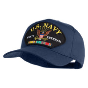 US Navy WWII Veteran Patched Solid Cotton Twill 5 Panel Prostyle Snap Cap - Navy OSFM