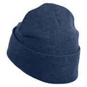 Animal Paw Print Iron on Patched 12 Inch Long Knitted Beanie - Navy OSFM