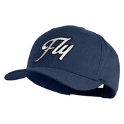 Fly White Patched Retro Cotton Blend Snapback Cap - Navy OSFM