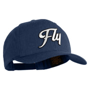 Fly White Patched Retro Cotton Blend Snapback Cap - Navy OSFM